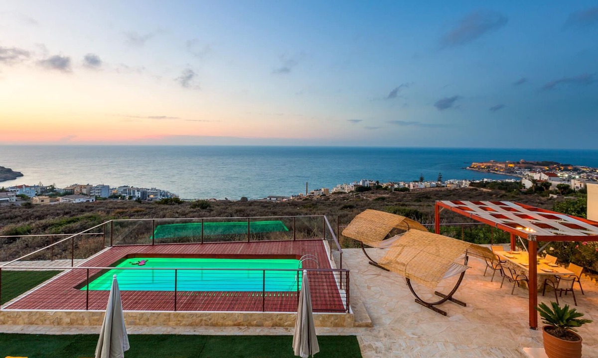 Rethymno Villa | Exceptional Panoramic Sea Views, Hanging Over Rethymno City