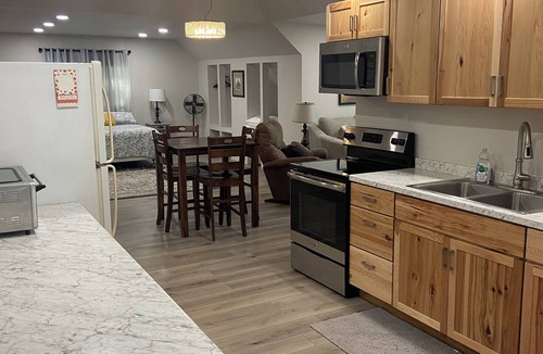 Hatfield Apartment | Cozy studio loft apartment in rural Iowa with beautiful sunrise and sunset views