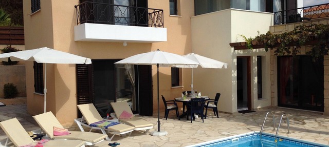 Modern Villa With Private Pool And Patio Areas, Views To The Sea in Paphos