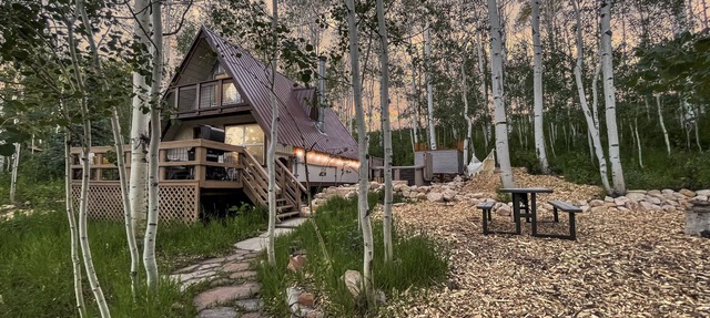 Serene A-Frame Tiny Home in the Aspens w/Hot Tub, Outdoor Shower, Minutes from Park City in Coalville